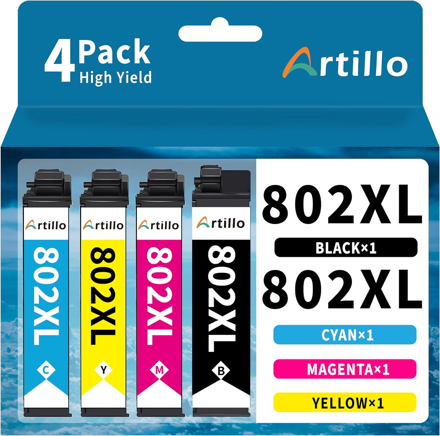 Artillo 39XL Ink Cartridges Compatible for Epson 39XL Ink Cartridges to Use with Epson Expression Home XP-2105 XP 2105 XP-4105 XP 4105 Printer (1 Black, 1 Cyan, 1 Magenta, 1 Yellow)