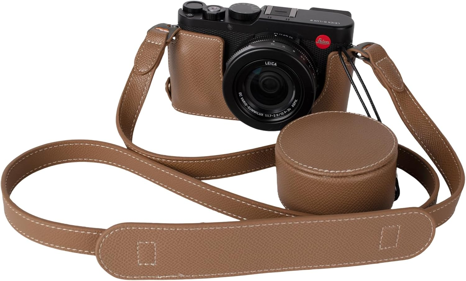 VOVMOEYA Leica D-LUX8 Camera Case Cover Kit for Leica DLUX8 Half Case D-LUX 8 Camera Cover with Front Lens Cap and Shoulder Strap