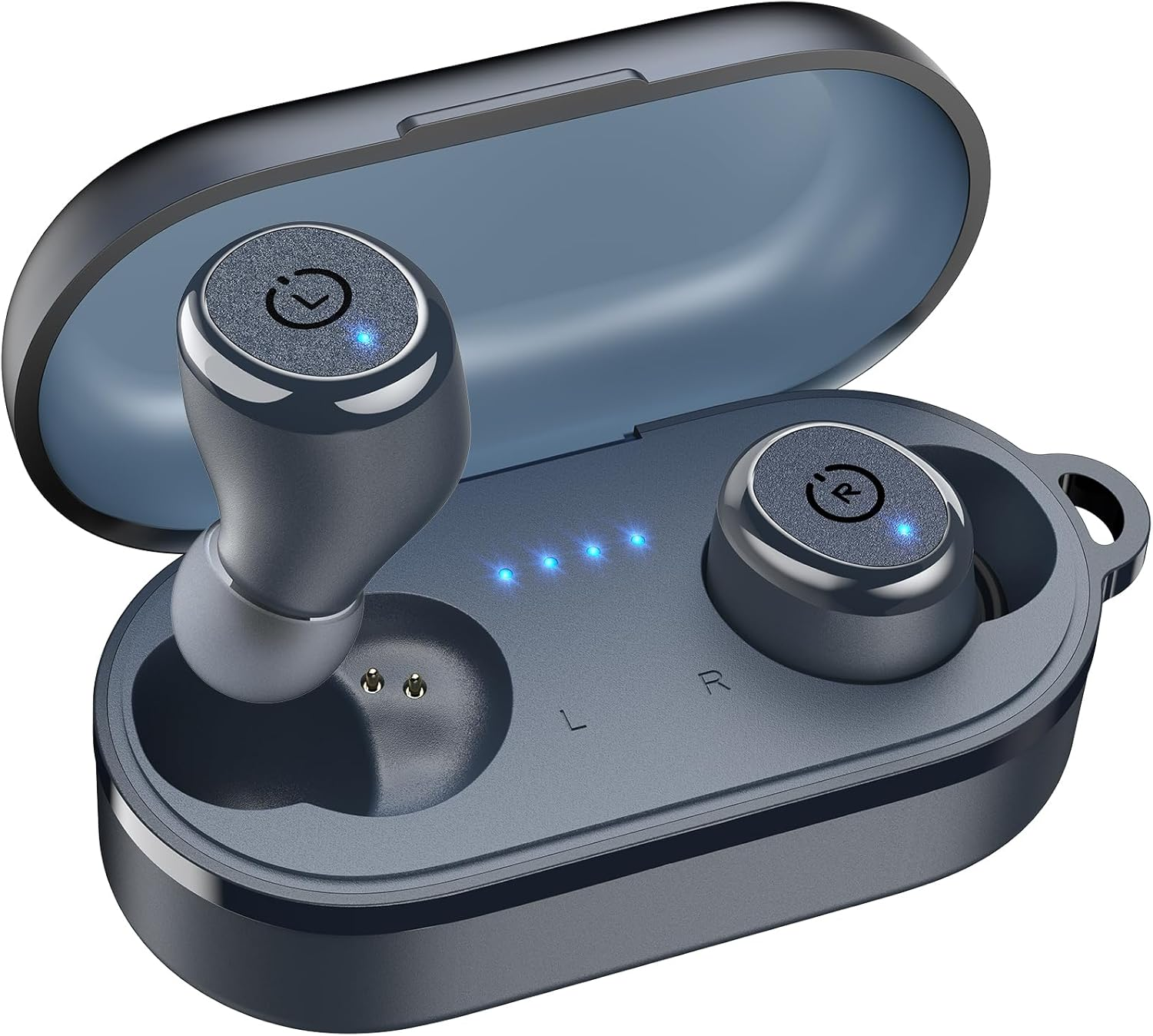 TOZO T10 Wireless Earbuds Bluetooth 5.3 Headphones, 55H Playtime with Wireless Charging Case, App Customize EQ, Ergonomic Design IPX8 Waterproof Headset Powerful Sound for Workout/Commute/Calls Blue