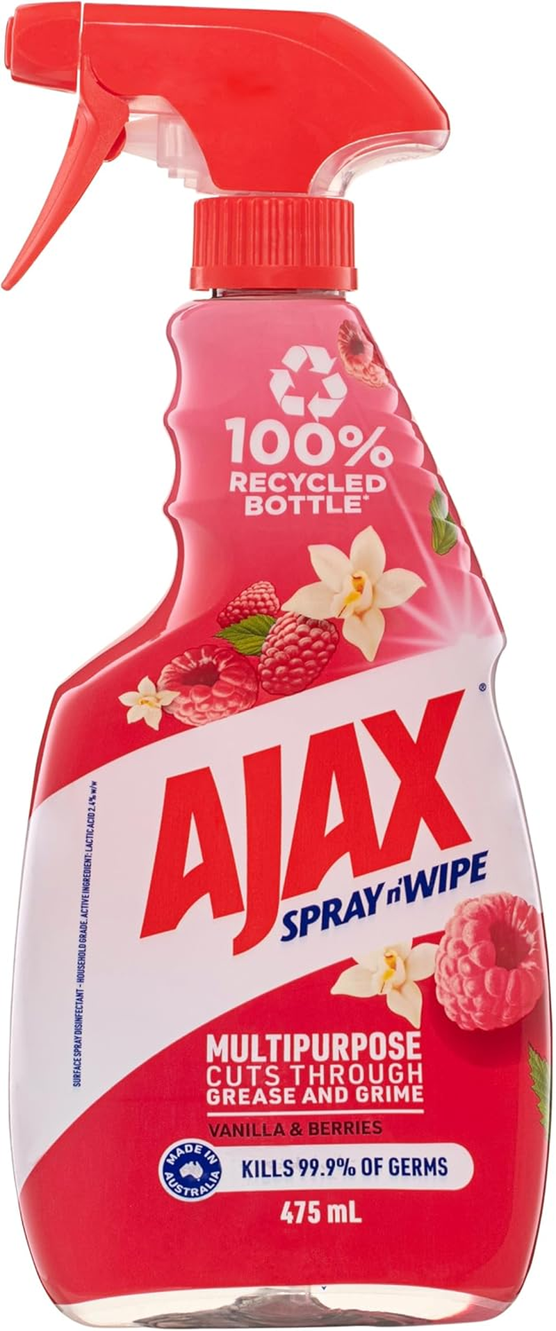 Ajax Spray N' Wipe Multi-Purpose Cleaner Trigger, 475Ml, Vanilla and Berries Surface Spray, Household Grade image number 4