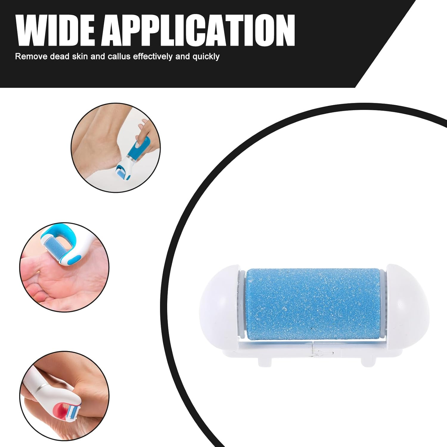 SUPVOX 4Pcs Foot Care Tool Replacement Roller Heads, Exfoliator for Dead Skin Removal, Callus Remover for Home Use, Blue image number 6