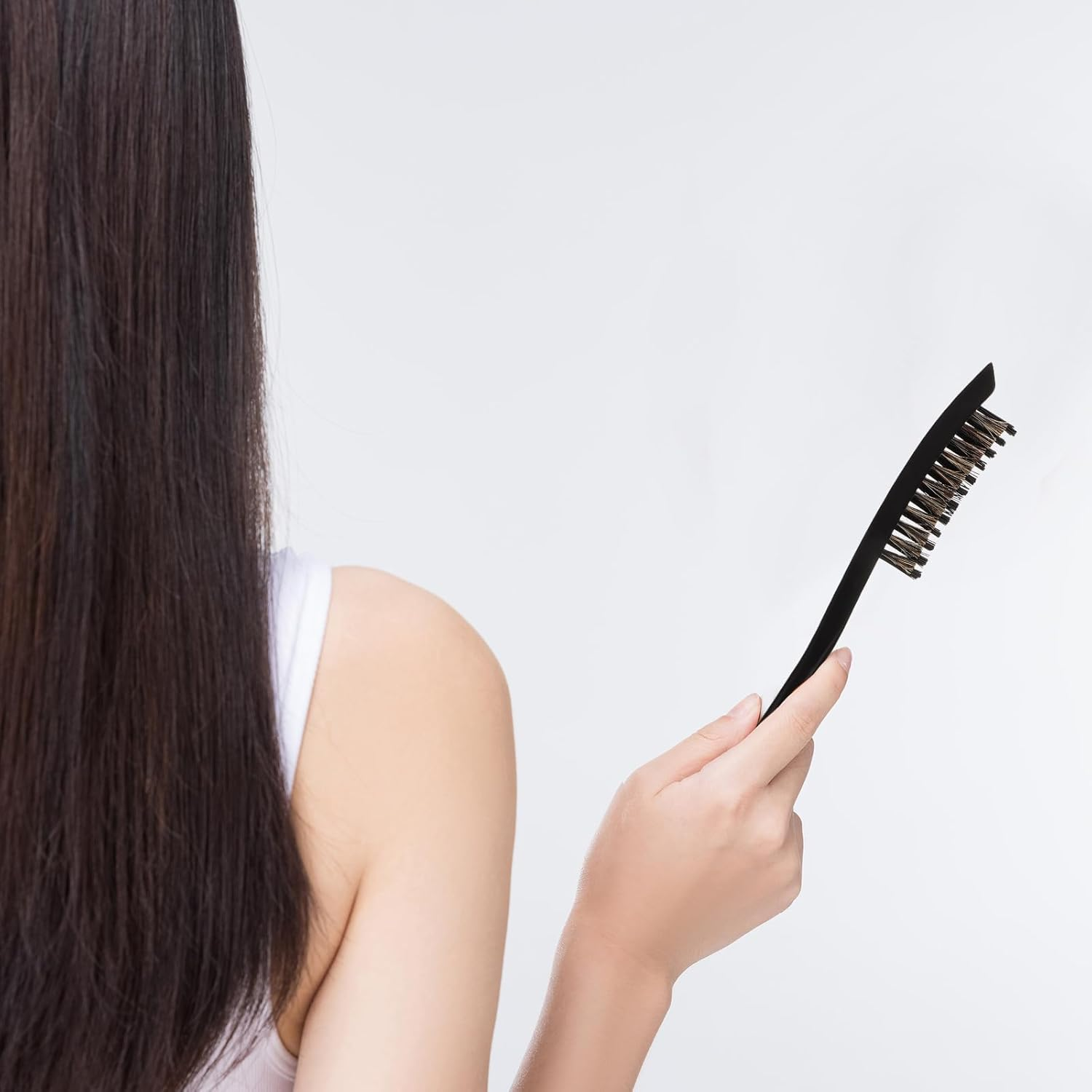 FRCOLOR Bristle Brush Hair Brush for Slicking Hair Back Slick Women Teasing Slick Back Hard Bristle for Thin Bristle Smooth Comb image number 6