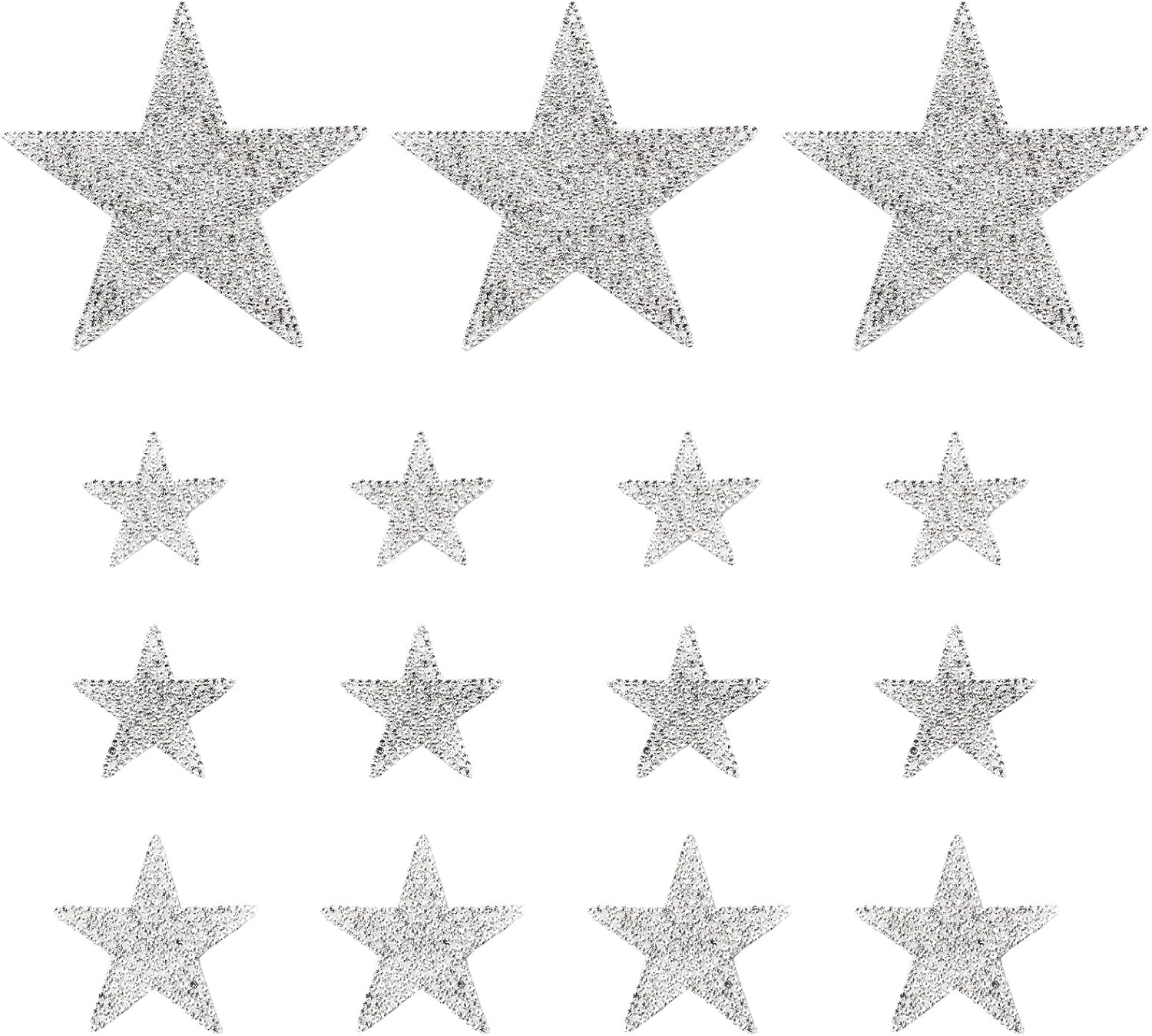 15 Pack Rhinestone Star Stickers, Bling Car Stickers Self Adhesive Diamond Decals, 4 Sizes Glitter Crystal Gem Decoration Appliques for Auto Window Laptop Luggage Phone (Silver)