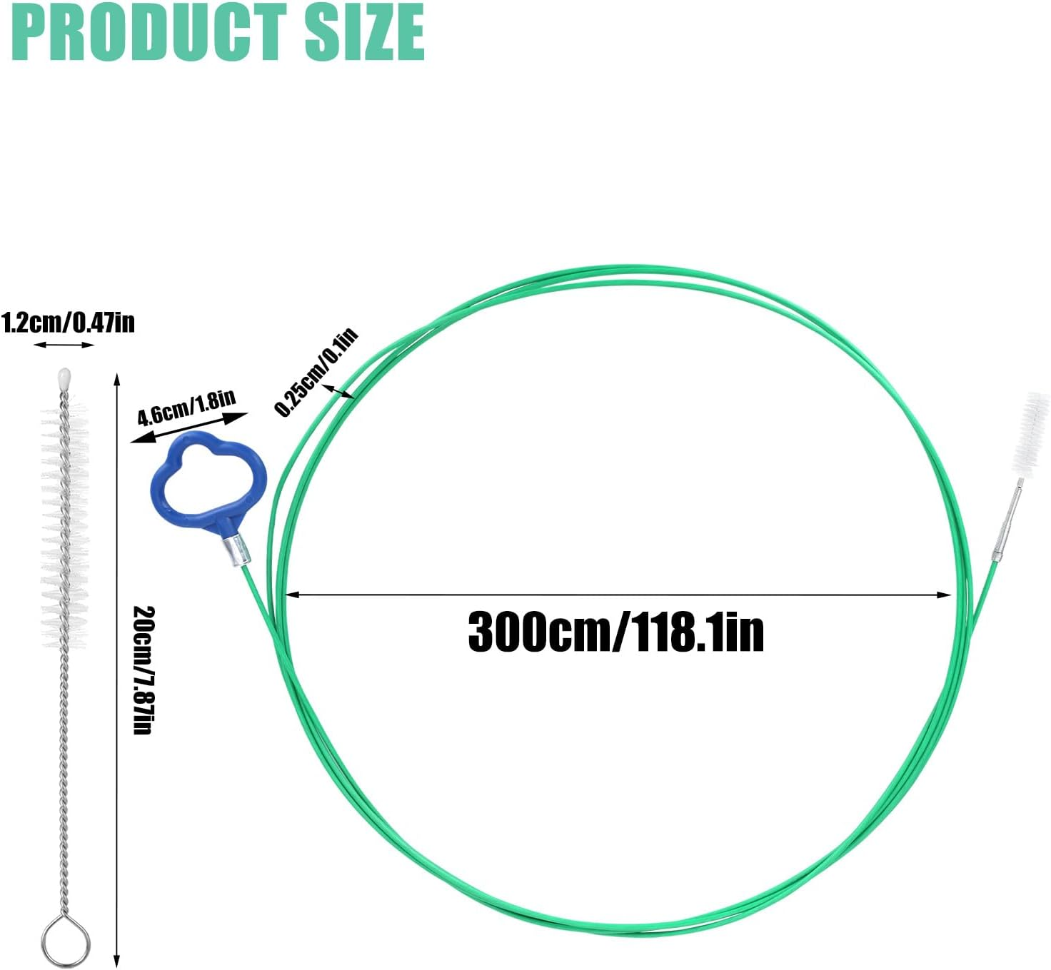 BOXOB Auto Sunroof Drain Brush with 2 Cleaning Brushes, 118In Long Pipe Cleaners Flexible Soft Drain Cleaning Brush for Car Sunroof Trunk Wiper Hole image number 6