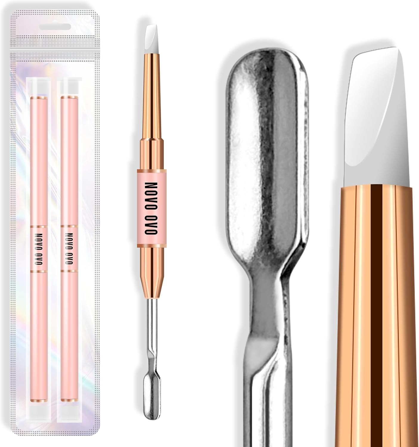 NOVO OVO 2 PCS Double End Multiple Use Nail Pen Brush Nail Kit for Poly Gel Nail Dual Forms, Anti-Stick Polygel & Builder Nail Extension, for Hand and Toe Nails Tool Salon DIY Home Manicure Pedicure image number 1