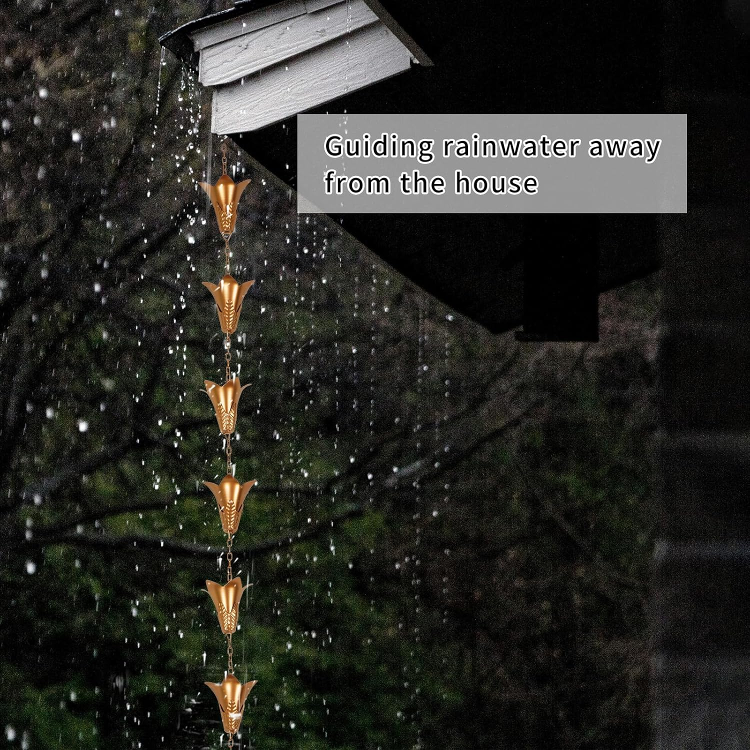 TZSSP Rain Chains Decorative Rain Chain Bell with 12 Cups, Rain Chain for Home Garden Patio Outdoor Decor,8-1/2 Length,102 Inch - Bell image number 4