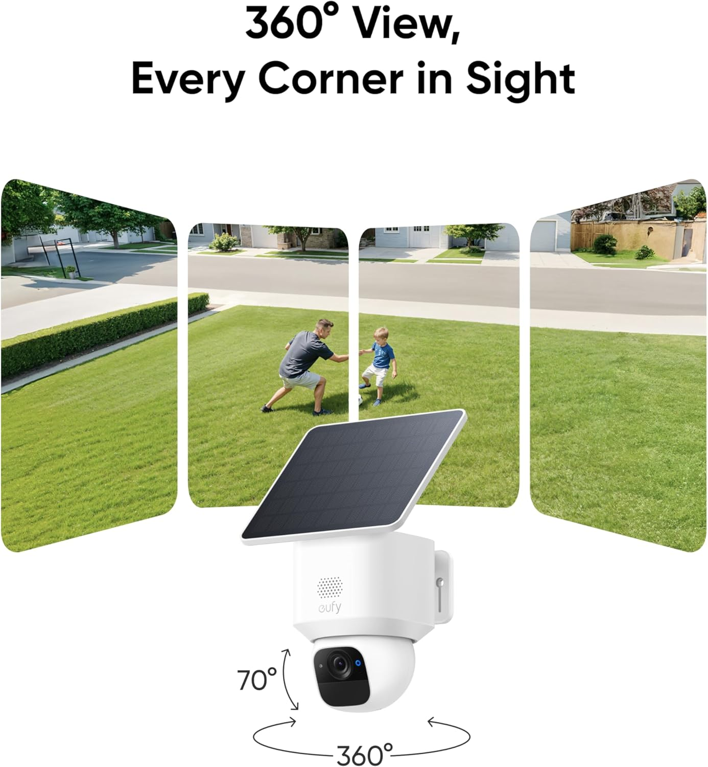 Eufy Security Solocam E30, 4-Cam Pack Kit, Security Cameras Wireless Outdoor, Solar Camera Outdoor Wireless, 360&deg; Pan, AI Tracking, 2K Clarity, No Monthly Fee image number 5