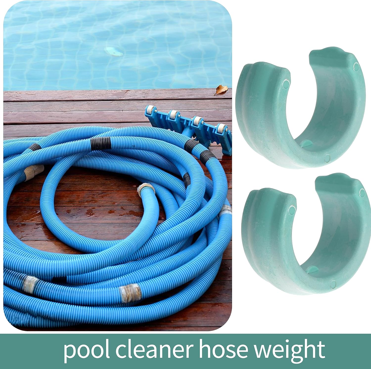 Universal Pool Hose Weight (2 Pack) - Turquoise Plastic, 4Cm Diameter, 15 Inch, Suitable for Most Pool Cleaners, Prevents Floating, Easy to Use image number 4