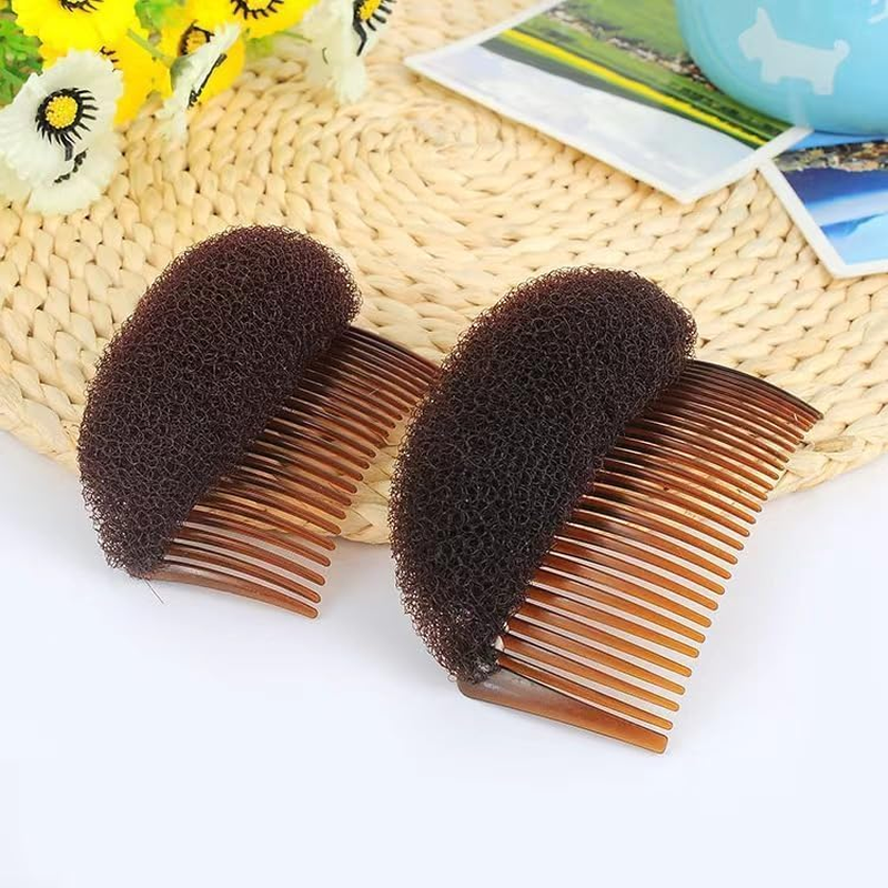 2 Pieces Brown Soft Foam Hair Clips Hair Comb Braid Tool Styling Accessories Base Inserts Bump up Hair Pads Styling Stick Bun Maker Braid Tool Hair Clips Bun Crown Shaper image number 4
