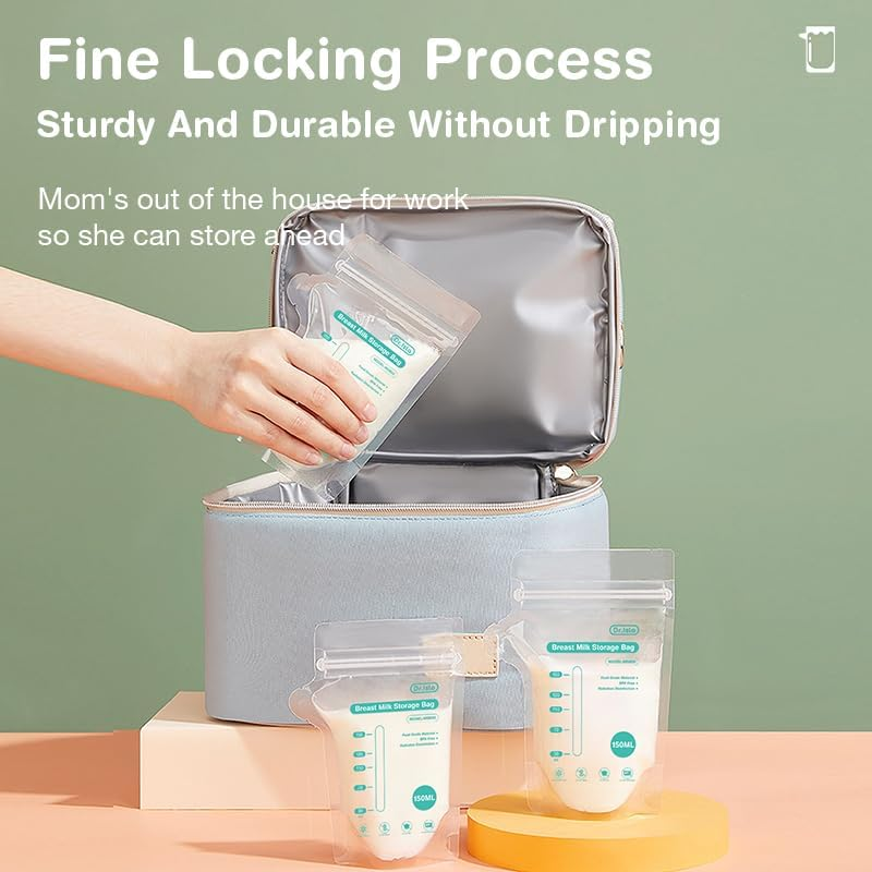 Breastmilk Storage Bag, 150Ml/250Ml Disposable Milk Storing Bag for Breastfeeding, Bpa-Free Leak-Proof Self-Standing Breast Milk Bag for Refrigeration Freezing, Newborn Essentials (150Ml, Piece, 100) image number 2