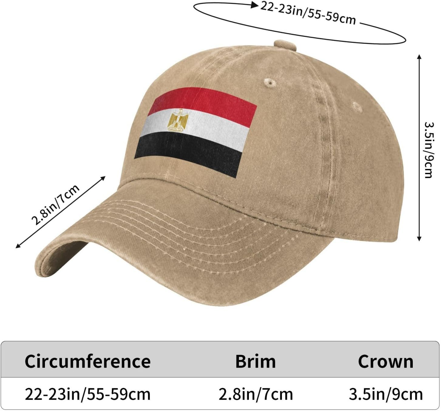 Coat of Arms of Egypt Denim Baseball Cap Egyptians Casual Unisex Vintage Adjustable Flag Trucker Hat - Emblem Blue image number 6