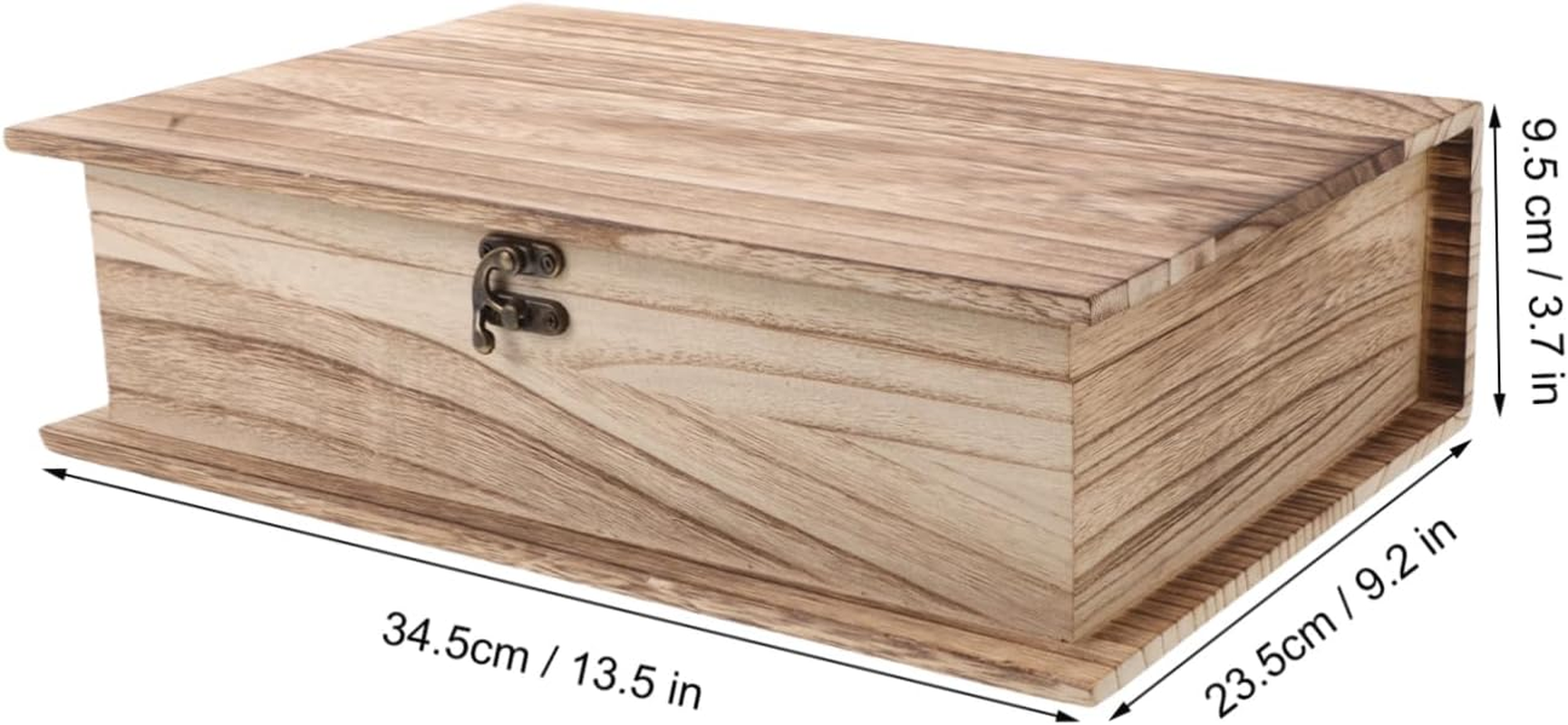 Hohopeti Vintage Wooden with Flip Lid Memorial Storage Container for Books and Trinkets Unpainted Memorial Case Home Decoration image number 6