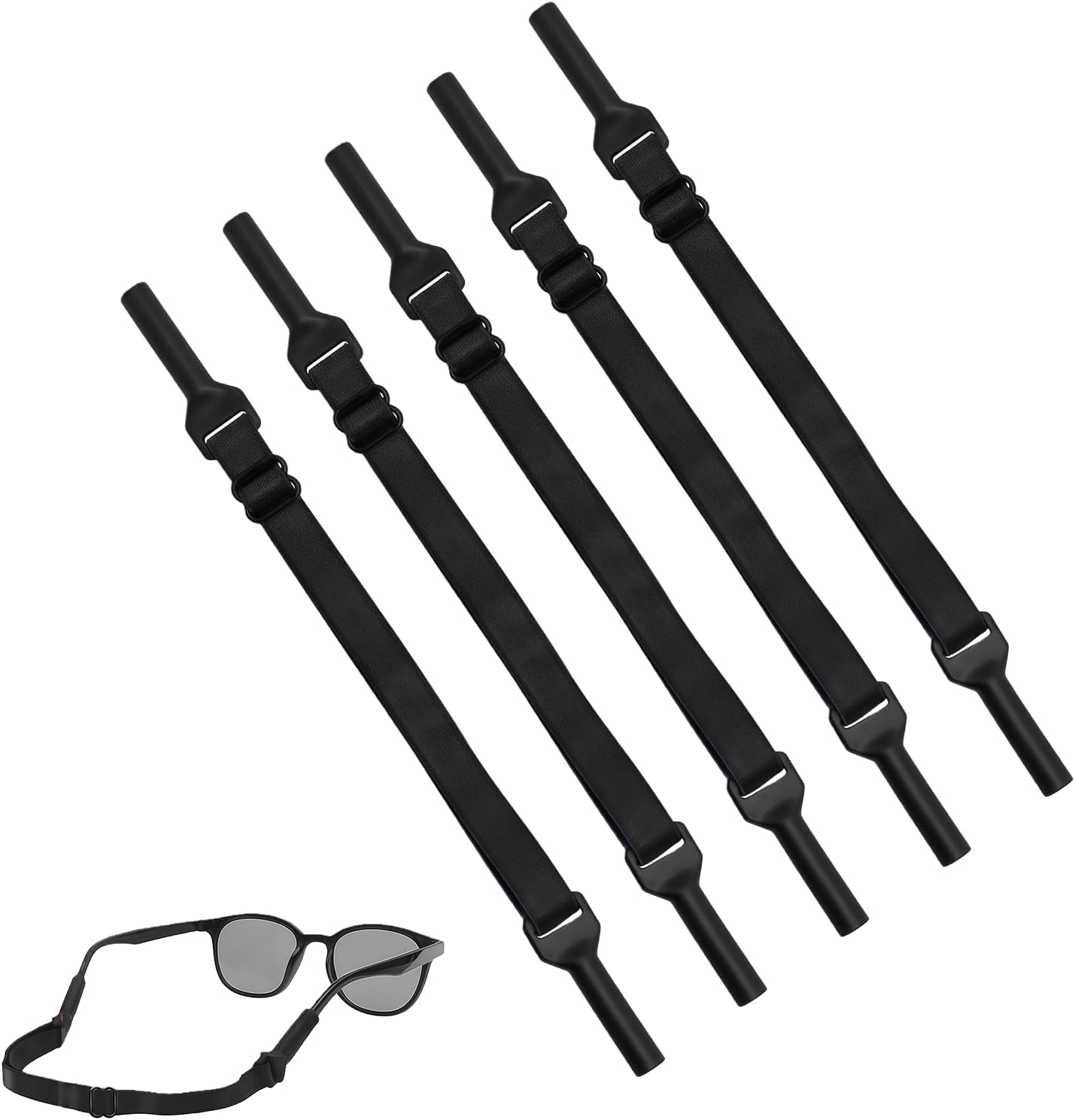 Jeyzuroa 5Pcs Sunglasses Strap Glasses Strap Adjustable Anti-Slip Eyeglass Holder Straps, Universal Fit for Men Women, for Sports & Daily Use, Fits All Frames (Reading/Sunglasses/Safety Goggles)