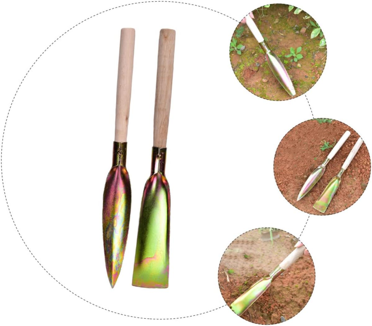 MERRYHAPY 2Pcs Garden Shovel Small Gardening Tools Hand Planting Shovel for Planting and Digging image number 1