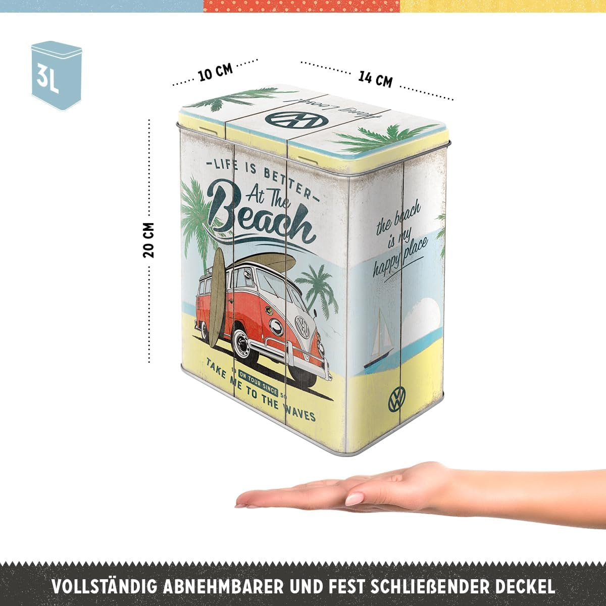 Nostalgic-Art Retro Large Storage Container VW Bulli - Beach - VW Bus Gift Idea Large Coffee Tin Vintage Design 3 L image number 4