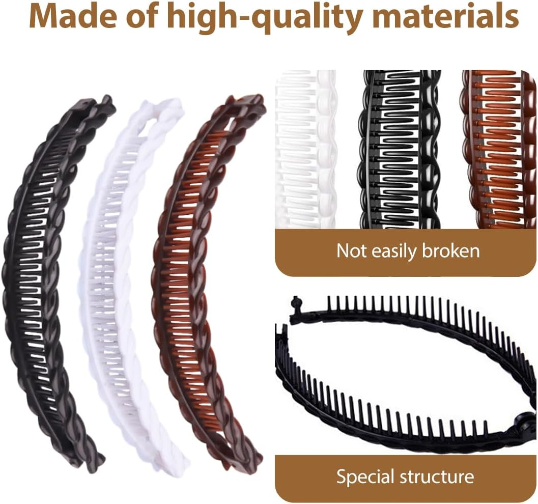 ARHZ Pack of 6 Twisted Comb, Wave Comb, Additional Shaping Function, Wave Pair Comb, Hair Comb Hair Plate, Hair Fork, Hair Accessories (Black + White + Cury) image number 4