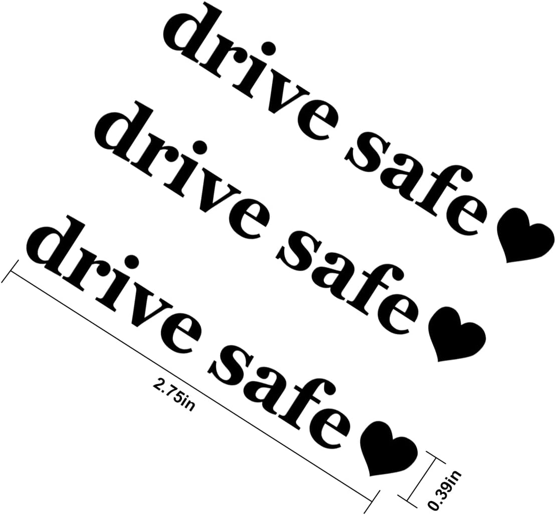 BELOMI Drive Safe Heart Mirror Decal, 3 PCS Car Rearview Mirror Window Windshield Letter Sticker, Funny Cute Reflective Sticker for Girlfriend Relationship Boyfriend, Car Accessories (Black) image number 6