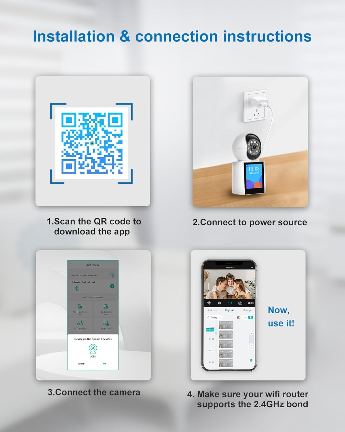 INSEETECH 2K Indoor Video Calling Camera with 2.8" IPS Screen, Two-Way, One-Button Call, Baby/Elder/Dog Monitor, Human/Sound/Crying Detection, Color/Ir Night Vision, App Control image number 3