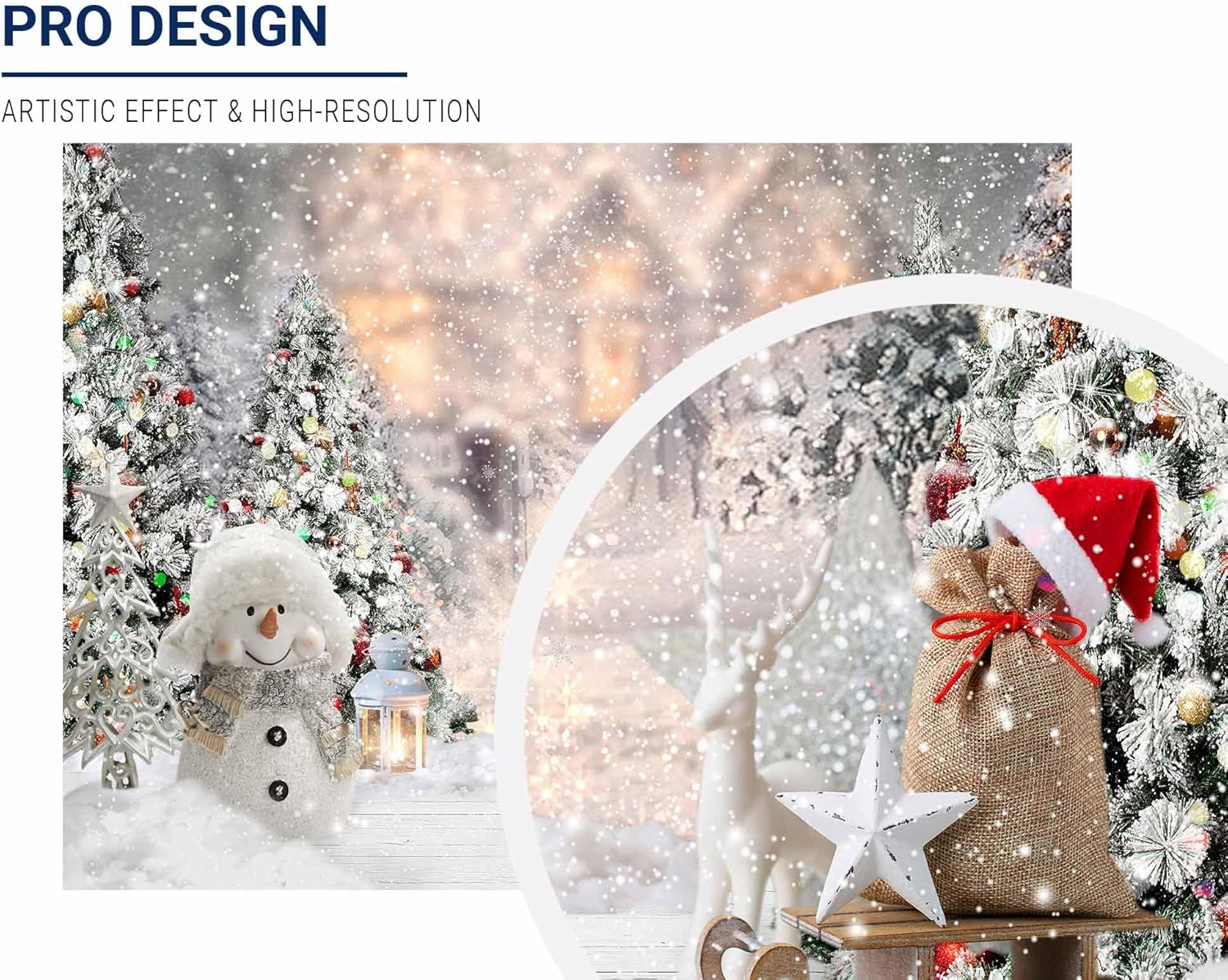 Allenjoy 8X6Ft Winter Christmas Backdrop for Photography Snowman Pine Tree Snowflake Portrait White Background Newborn 1St Birthday Children Baby Shower Party Decorations Photo Shoot Props Supplies image number 2