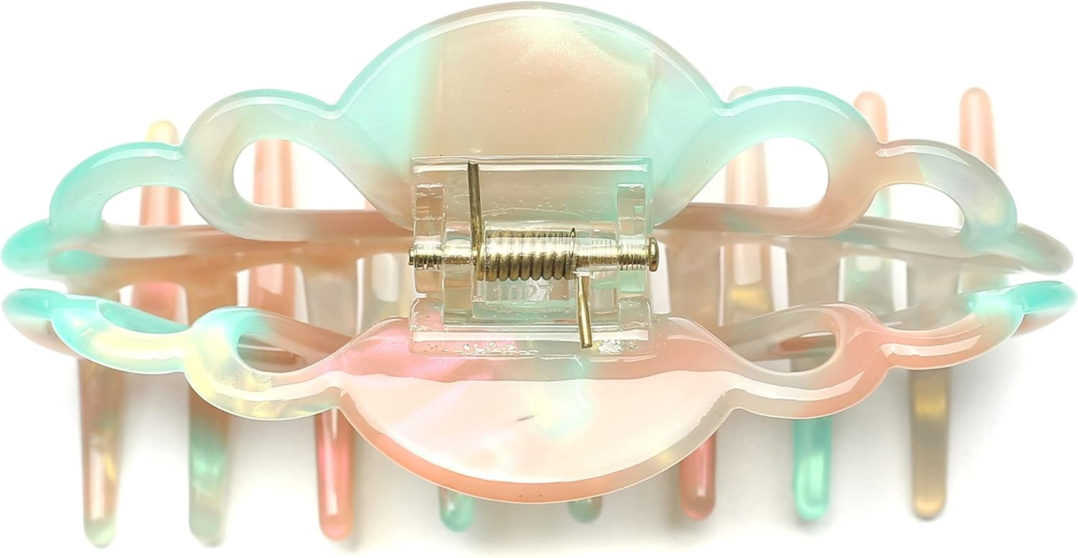 Qingoo Large Celluloseaceta Green Hair Clip 1 Piece Hair Clip Women'S Female Hair Accessories Beautiful Headpiece Exquisite Elegant Hair Accessory 10 Cm Aurora Green image number 1