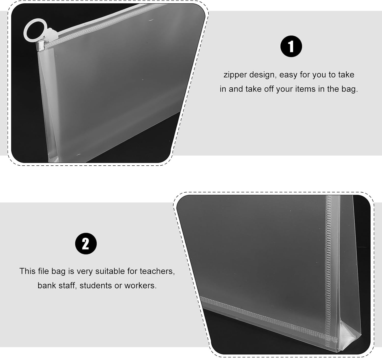 Gatuida Zipper Receipt Bag B5 Size Document Organizer Pouch with Large Capacity Frosted White Edges 4Pcs Portable File Storage for Cash and Documents image number 6