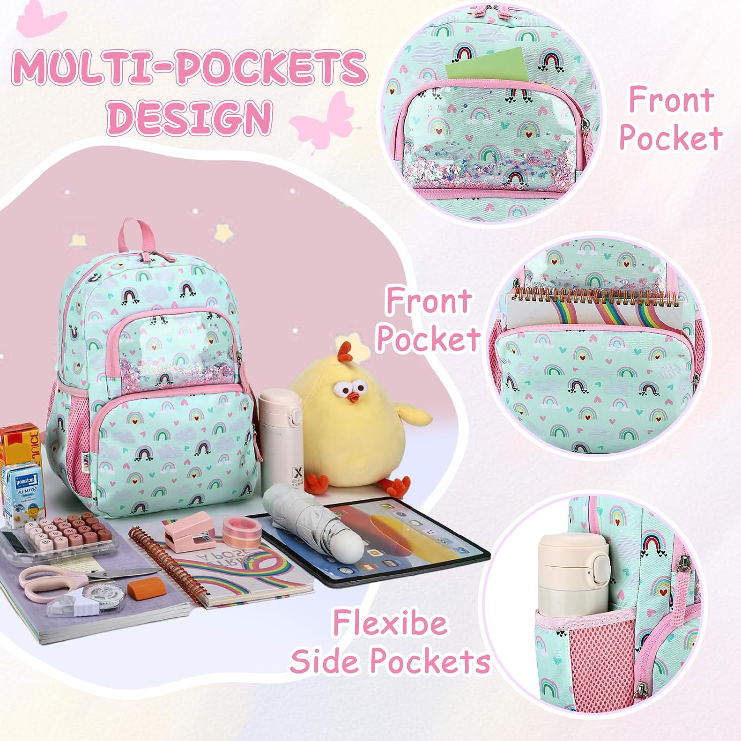 RAVUO Toddler Backpack for Girls Boys,Cute Kids Backpacks for Ages 3-6 Lightweight Bookbag W Chest Strap for Kindergarten Daycare Preschool Travel image number 2