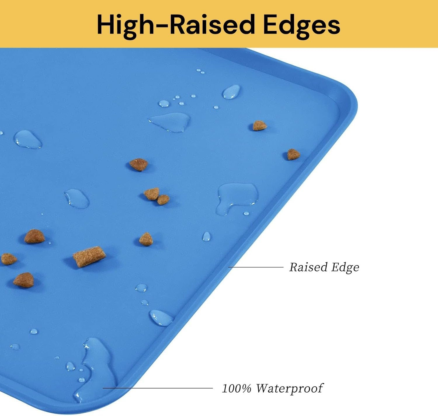 Dog Feeding Mat, Food Grade Silicone Cat Food Mat, Non Slip Waterproof Pet Food and Water Bowl Placemat for Messy Drinkers to Protect Floors - Dog Bowl Mat (Black, 48X30Cm) image number 4