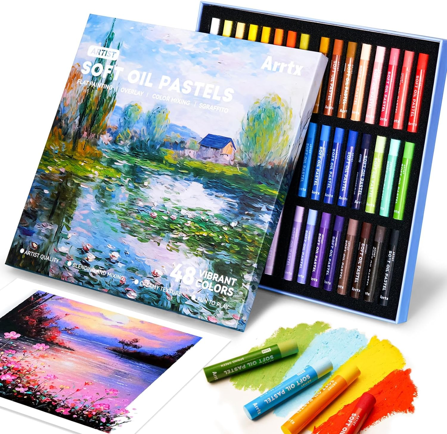 Arrtx Oil Pastels for Artists, 72 Colors Soft Oil Pastels Vibrant and Creamy, Art Pastel Crayons Art Supplies for Professional and Beginners