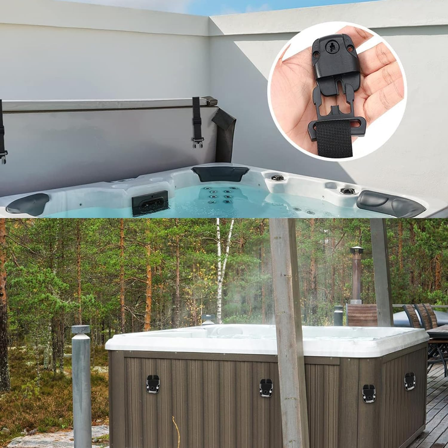 Kaoruo 4PCS Spa Hot Tub Cover Clips &ndash; Replacement Cover Latch Repair Kit with Key & Screws, Locking Clip Hardware Accessories for Hot Tub Cover Straps image number 4