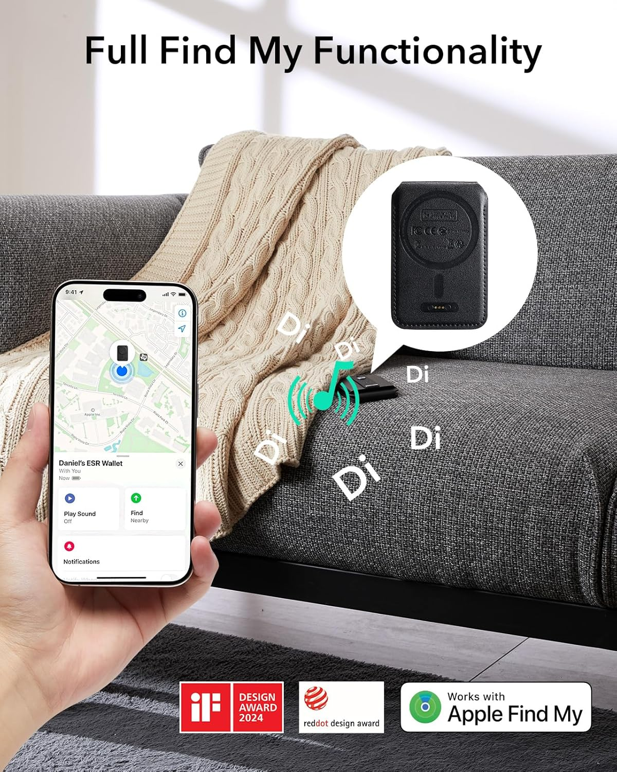 ESR Geo for Magsafe Wallet with Full Find My Functionality,5 Card-Holder, RFID Blocking, Magnetic Wallet for Iphone 17/16/15/14/13/12 Series,With Adjustable Stand, Black - Black image number 7