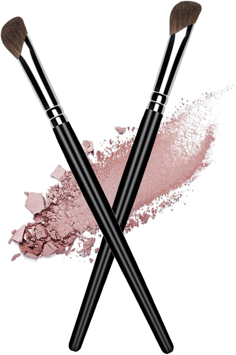 Ksvsonrvi Eyeshadow Brush, 2PCS Sickle Shape Soft Pony Hair Shading Nosal Shadow Brush Set, Black Wooden Handle image number 2
