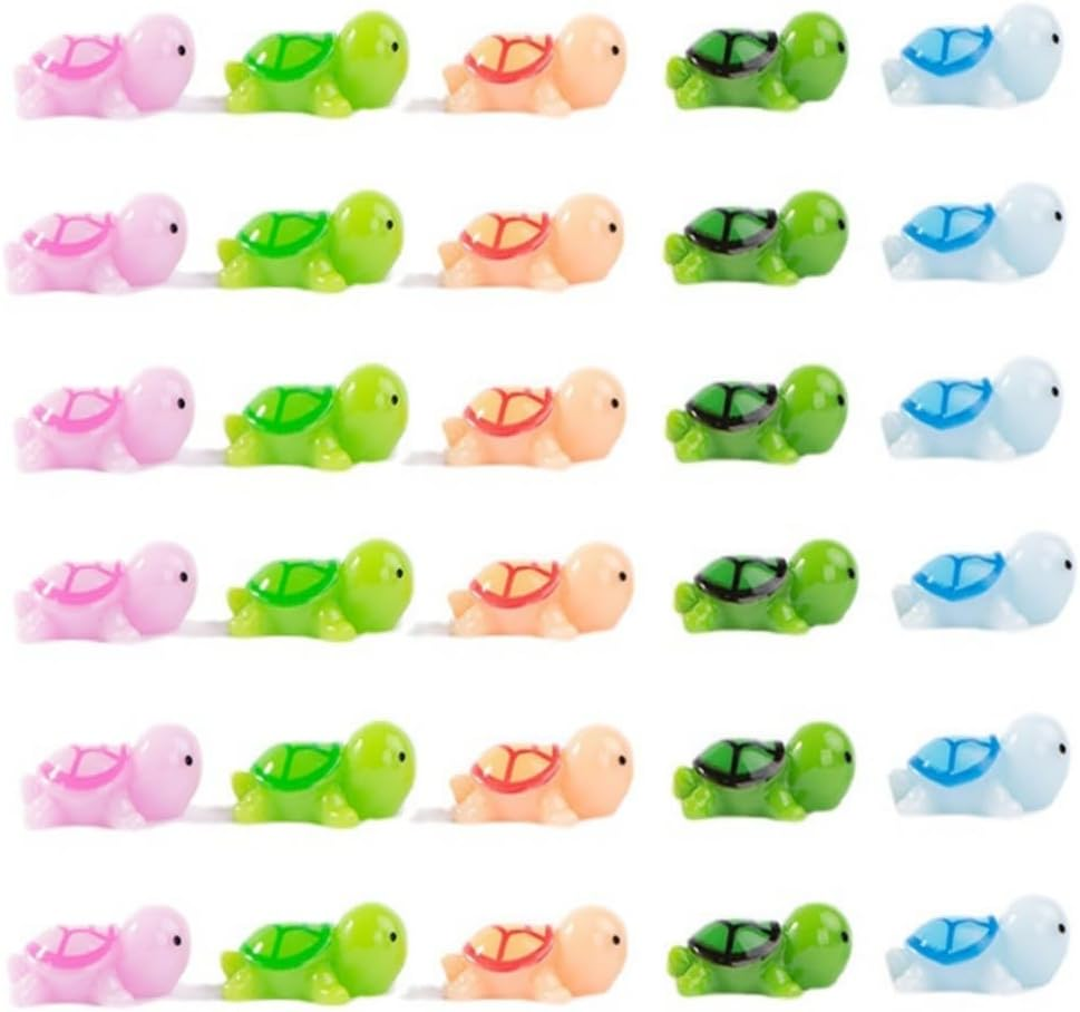 FUNNTY 30 Baby Turtles - Miniature Resin Turtles Miniature Figurines in Bulk 5Color Sea Turtle for Ocean Animal Figurines DIY Home Garden Birthday Party Favor Decoration image number 4