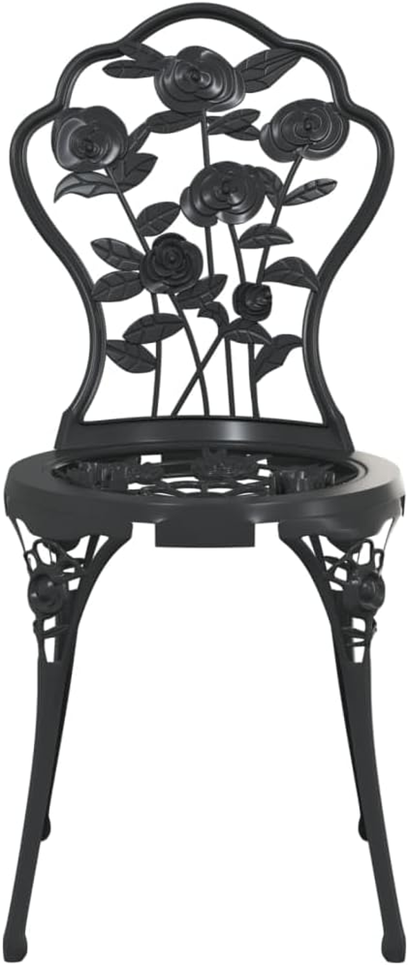 'Vidaxl Romantic Black Bistro Chairs - Duo Set with Decorative Floral Details, Cast Aluminium & Iron, Outdoor Furniture - Bronze image number 7