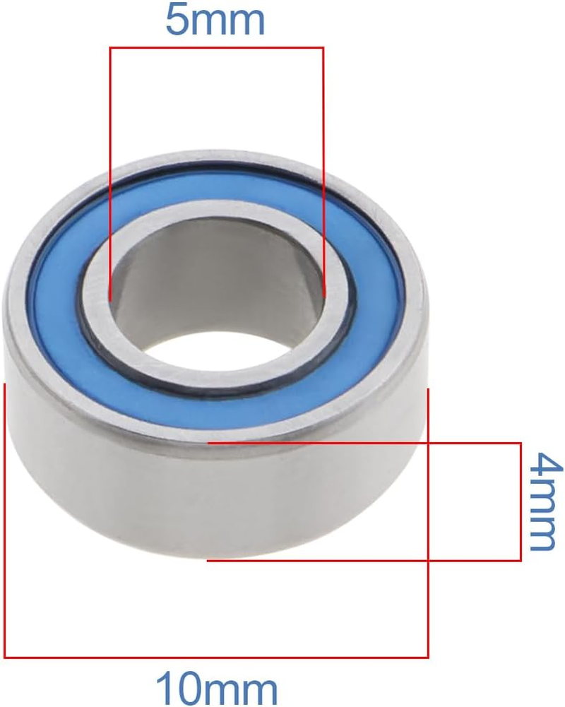 10PCS MR105-2RS Rubber Sealed Ball Bearing ID 5Mm OD 10Mm Width 4Mm Robot Rc Car Rc Helicopter Rc Plane Deep Groove Ball Bearings