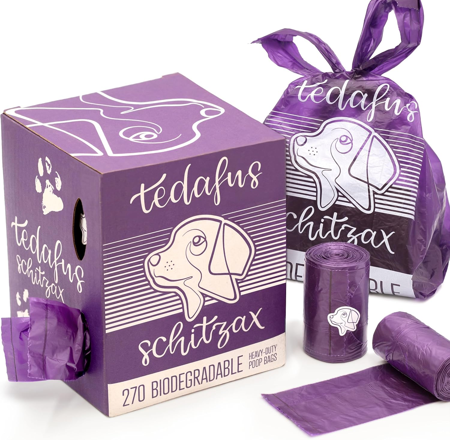 TEDAFUS Dog Poo Bags | 270 Eco Biodegradable Poop Bags | 18 Thick Dispenser Refill Rolls with Tie Handles for Dogs | 15 Strong Bags per Roll | 100% Leak-Proof Unscented Sustainable Sacks (Black)