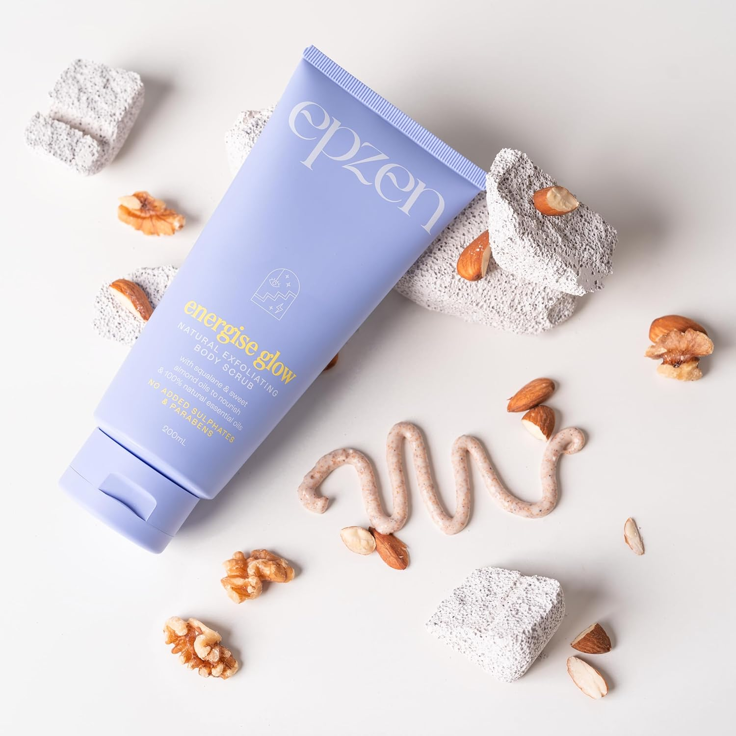 Epzen Energise Glow Exfoliating Body Scrub Nutrient-Dense Squalene & Sweet Almond Oil, Walnut Shell Powder for Deep Exfoliation, Essential Oil Blend for Soft, Supple Skin, Body Wash Polish -200Ml image number 3