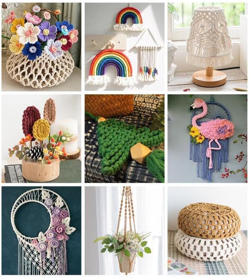 5 Rolls Natural Macrame Cord, Betterjonny 3Mm X 270 Yards Colored Macrame Rope, 4 Strand Twisted Cotton Rope Macrame Yarn, Colorful Cotton Craft Cord for Wall Hanging, Plant Hangers, Knitting, DIY - Big Red/Brick Red/Deep Pink/Light Pink/Wine Red image number 6