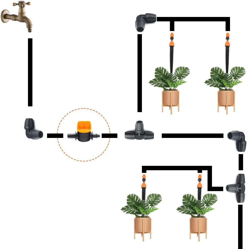 50PCS 1/4 Inch Barbed Irrigation Valve, Plastic Barb Shut off Drip Valve Fittings for Universal Tubing Coupling Valve Dripping Irrigations Switch for Greenhouse Flower Bed Lawn Gardens Farmland image number 6