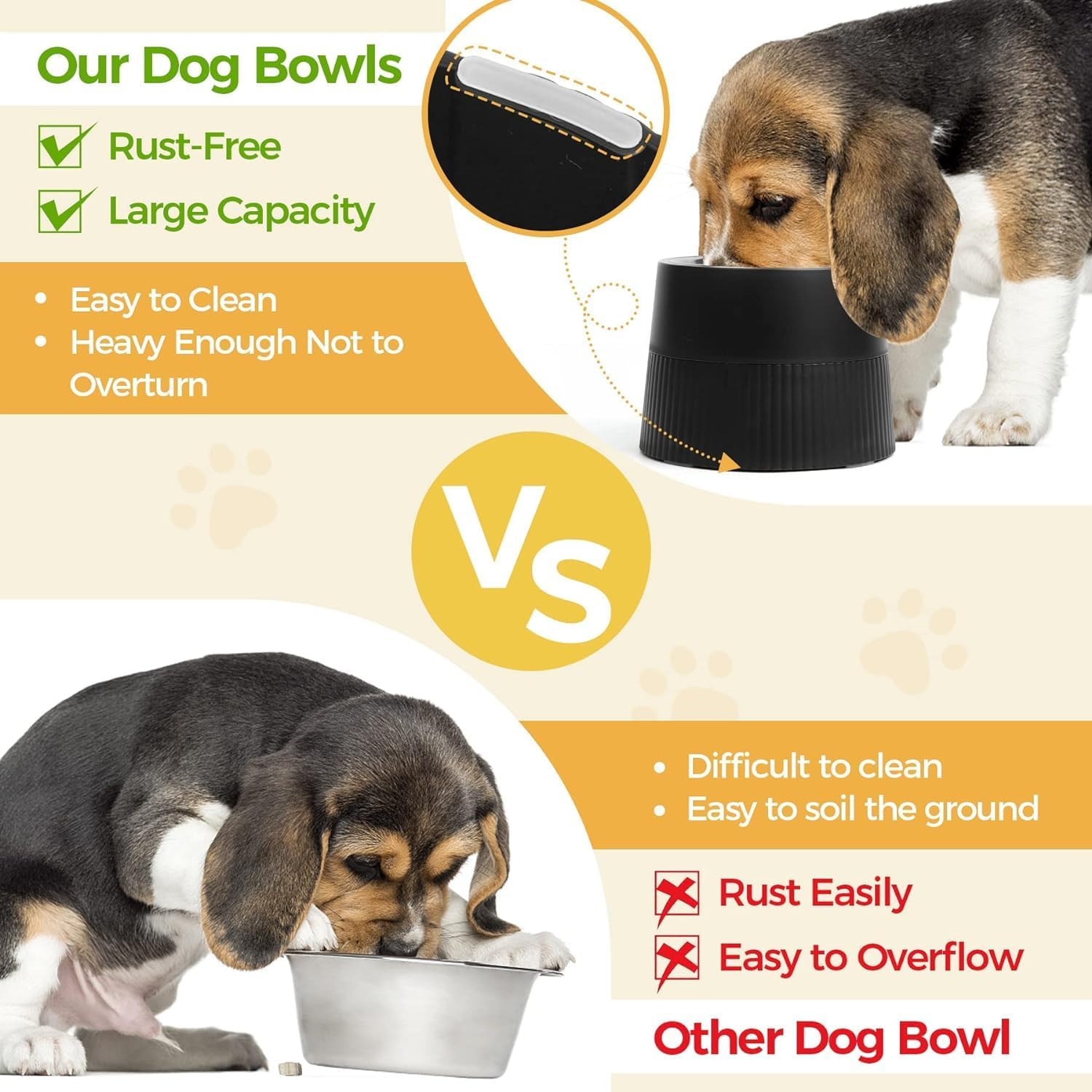 Elevated Dog Bowl, Raised Dog Feeder with Removable Stainless Steel Food and Water Bowl, Non-Skid Dog Dish Black 18 X 13Cm image number 1