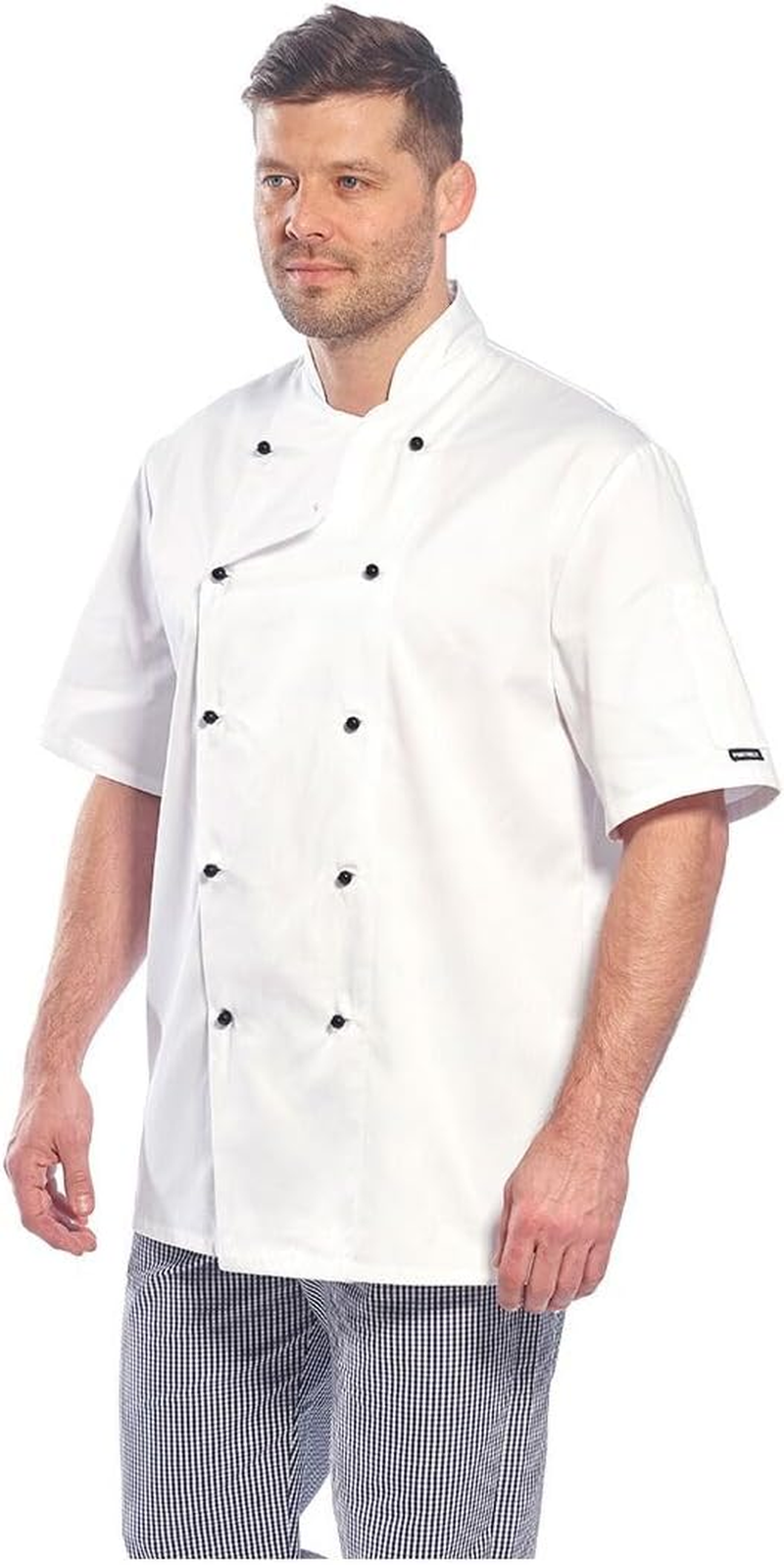 Portwest C734 Unisex Kent Chef Jacket Short Sleeve White, Medium image number 4