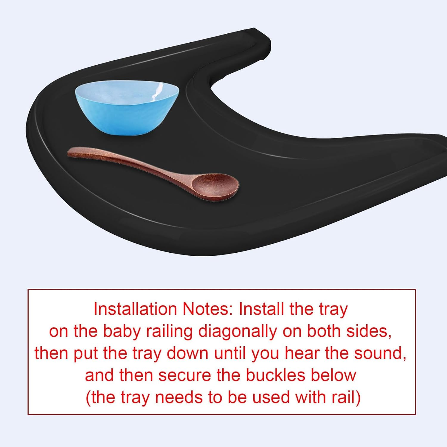 Tray Compatible with Stokke Tripp Trapp Chair, Full Cover High Chair Placemat for Stokke High Chair Replacement Tray High Chair Accessories for Toddler 6-36 Months (Black)