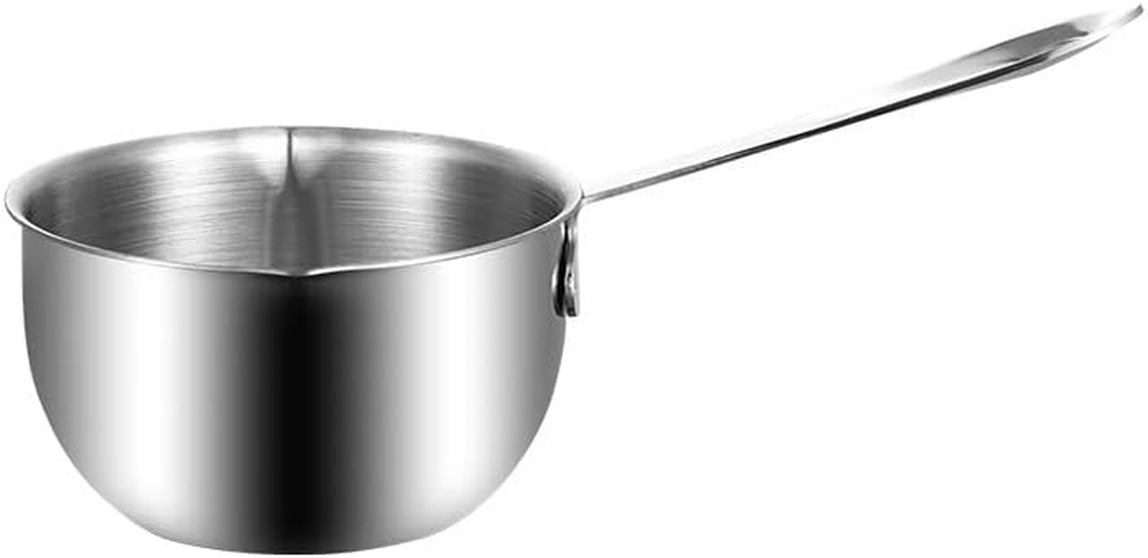 Butter Melting Pot, Stainless Steel Butter Warmer with Dual Pour Spouts, Induction Bottom, Small Saucepan for Stove Top, Coffee Tea Special Small Pot for Hot Oil Splashing (Silver, One Size) image number 1