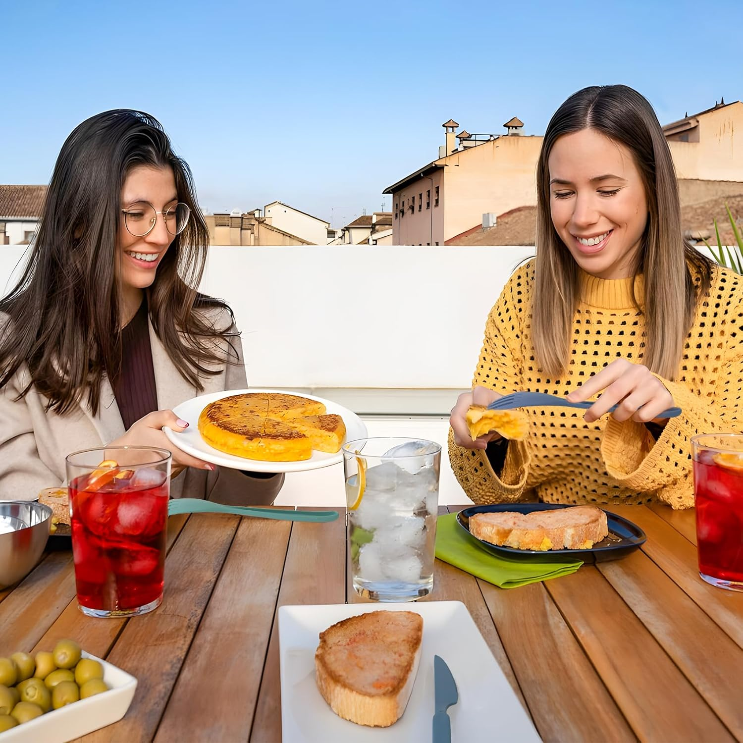 Large Reusable Utensils Set with Case, 2 Sets Portable Cutlery Set for Adults, Travel Fork Spoon Knife for Camping Work Picnic image number 6