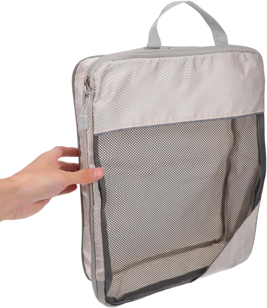 ORFOFE 3PCS Travel Compression Packing Cubes for Women Space-Saving Lightweight Luggage Organizers Self-Compressible Storage Bags for Clothes Shoes Accessories image number 5