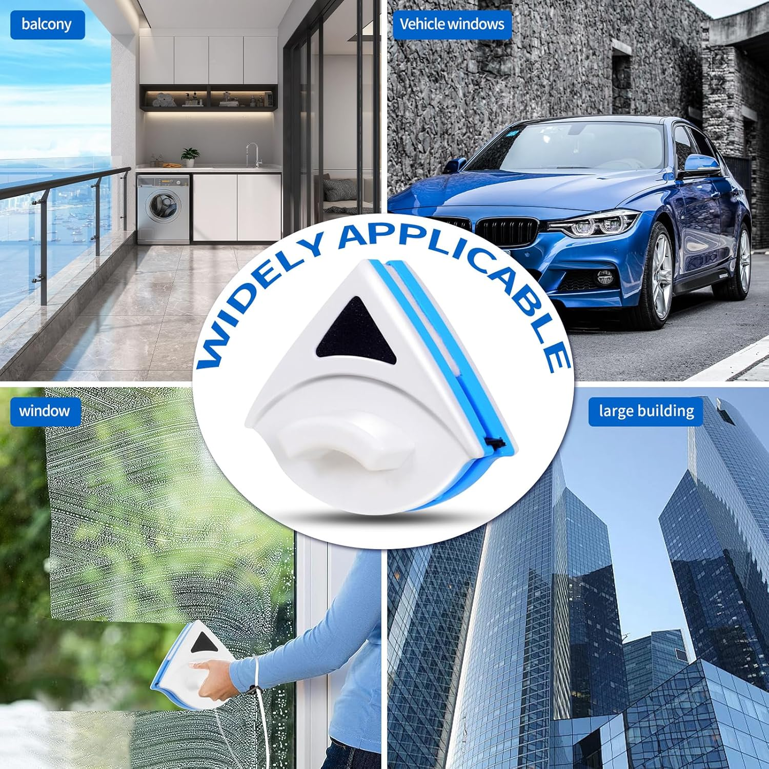 Double-Sided Magnetic Window Wiper for 3-8Mm Thickness Single-Sided Glass Window Wiper for Home High Rise image number 4