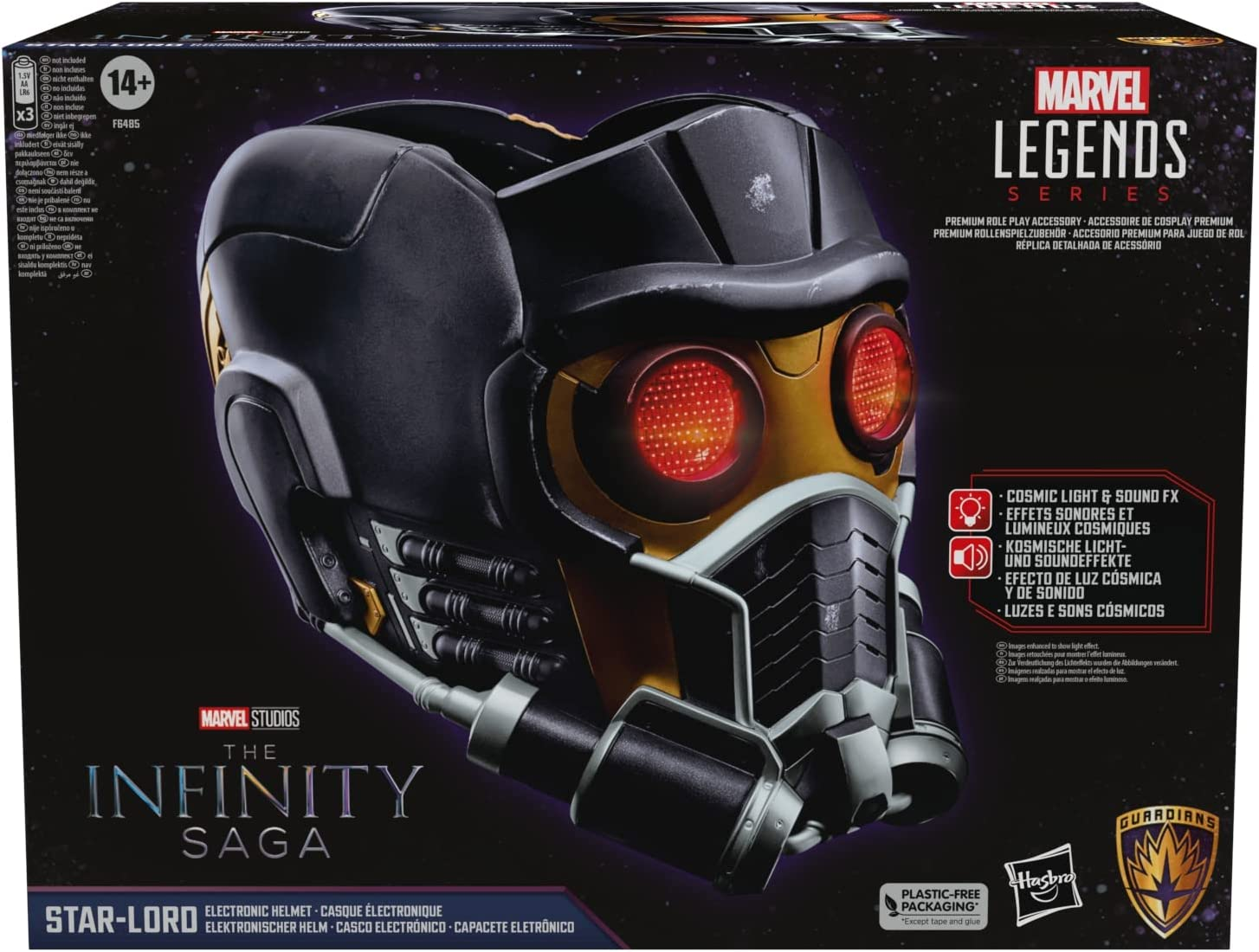 GUARDIANS of the GALAXY Marvel Legends Series Star-Lord Premium Electronic Roleplay Helmet with Light and Sound FX, Guardians of the Galaxy Adult Roleplay Gear