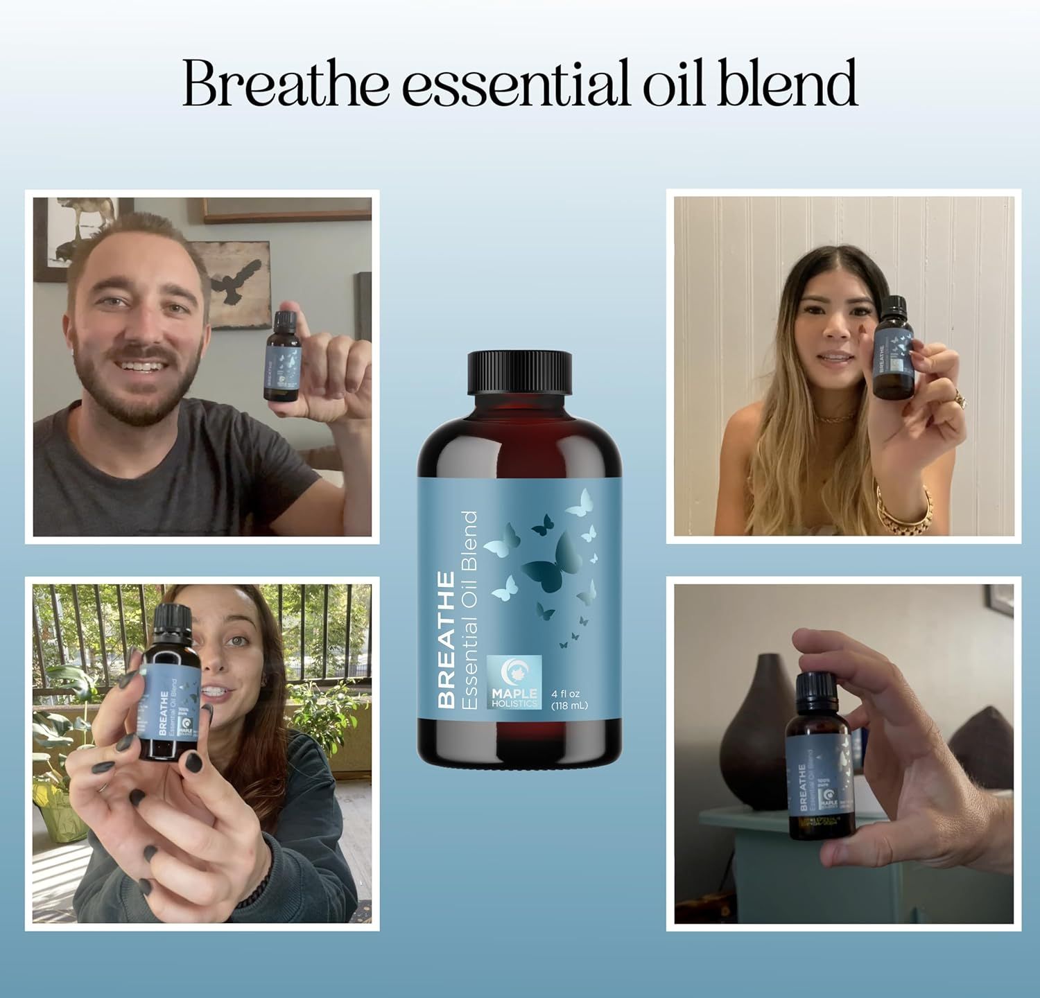 Breathe Blend Essential Oil for Diffuser - Invigorating Breathe Essential Oil Blend with Eucalyptus Peppermint Tea Tree and Mint Essential Oils for Diffusers for Home and Shower Aromatherapy 4Oz image number 1