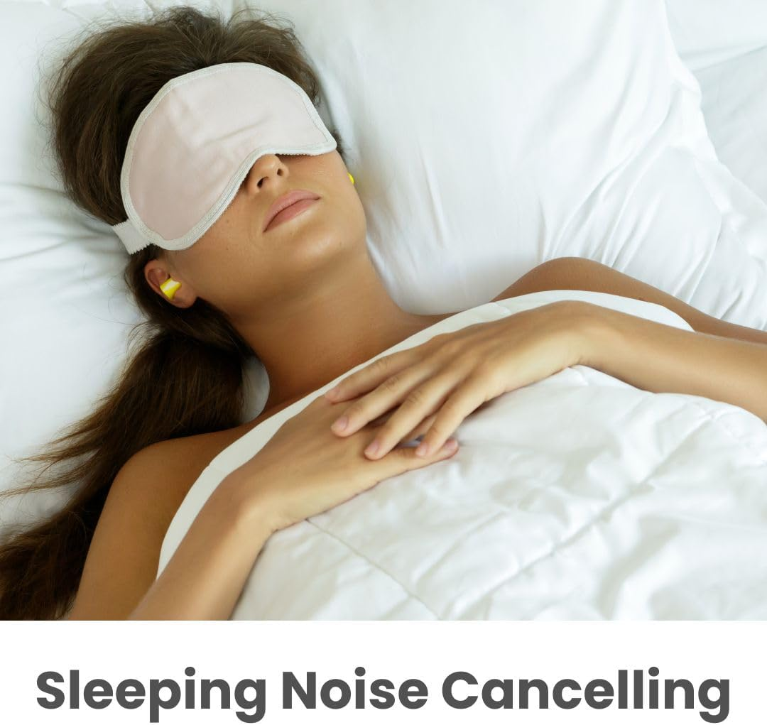 100 Pairs Corded Earplugs, Individually Packaged, Soft PU Foam Corded Ear Plugs, for Safety Hearing Protection, Sleeping, Working, Studying & Travel (Yellow, One Size) image number 6