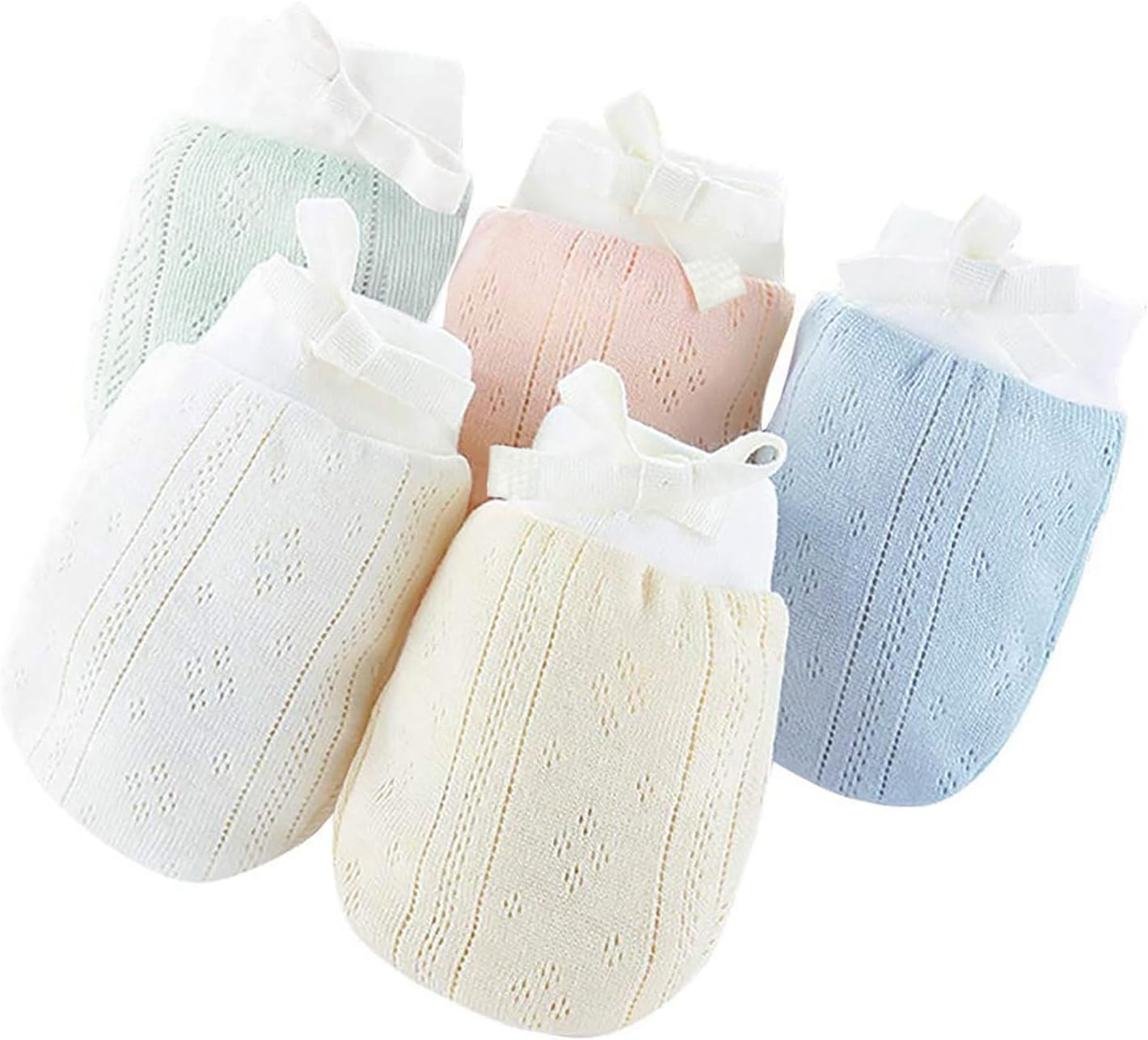 MOMSMENU Baby Mittens Newborn 100% Cotton Mesh Infant Mitts No Scratch for Boys Girls 5 Packs 0-12Months
