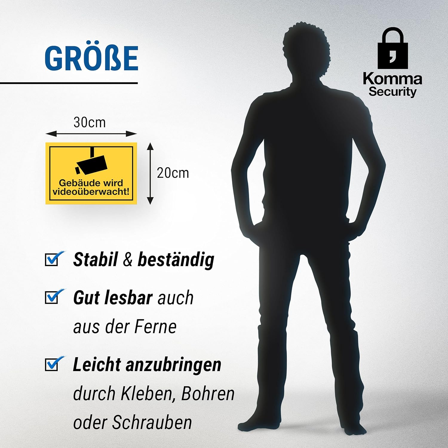 Komma Security Building Is Video Surveillance Plastic Sign Information Sign 30 X 20 Cm Safety Sign Indoor Outdoor Company Building Warning Video Surveillance &ndash; According to DIN 33450 image number 4